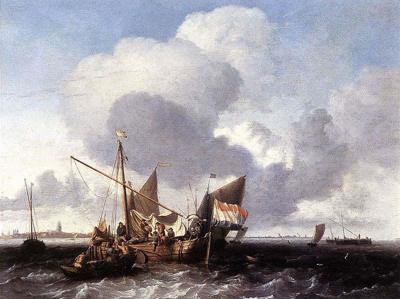 Ludolf Backhuysen Ships on the Zuiderzee before the Fort of Naarden oil painting picture